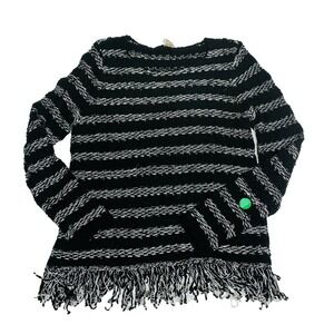 Chicos Sweater Size 1 US 8 Fringe Farrah Sweater Long-Sleeve Cotton New DEFECT